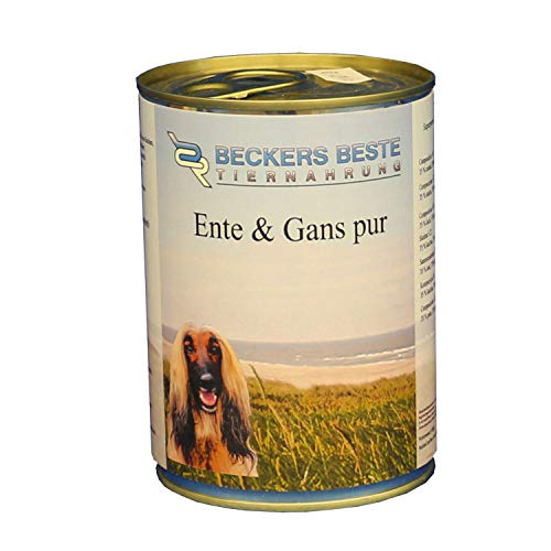 Beckers Beste Tiernahrung - getreidefrei Hundefutter Ente + Ganz pur 12x 400 g - Nassfutter für Hunde - Dosenfutter Allergie – Barf verzehrfertig- für große & kleine Hunde von Beckers Beste Tiernahrung