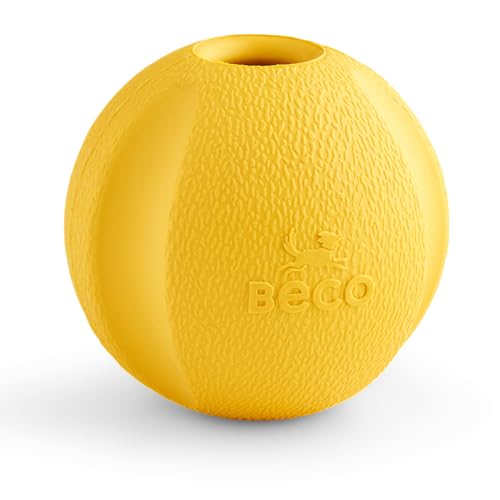 Beco Hundespielzeug - Naturkautschukball zum Apportieren, Spielzeug für Hunde, leicht zu finden, leuchtende Farben - Gelb von Beco