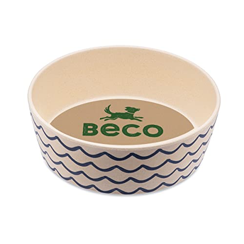 Beco Hundenapf – Futter- und Wassernapf, Bambus, Meereswellen, groß, 18,5 cm Durchmesser von Beco