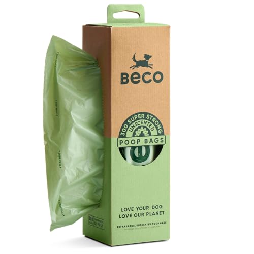 Beco Starke und große Kotbeutel – 270 lose verpackt mit Griffen zum Binden – Boxspender (Unscented - 300 XL) von Beco