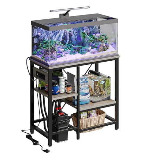 Becuddler Aquarium-Ständer mit Ladestation, 30,7 x 13,8 m, Metall-Aquariumständer mit 3 Ebenen, verstellbaren Ablagen, 6-Beine, Reptilien-Terrarium-Ständer, 180 kg von Becuddler