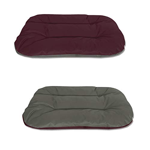 BedDog® 2in1 Hundebett REX, L, Bordeaux-grau, Wende-Hunde-Kissen oval-rund, großes Hundekörbchen, waschbares Hundebett, Hundesofa für drinnen, draußen von BedDog