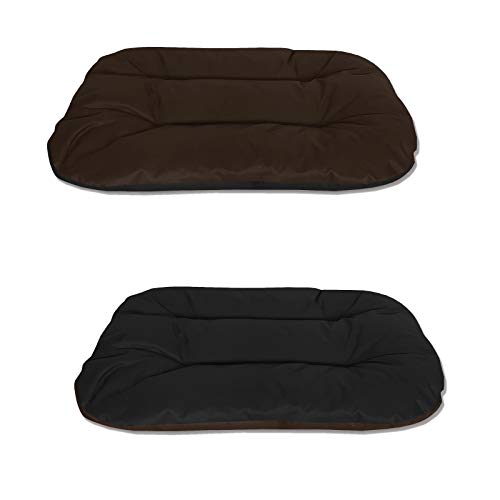 BedDog® 2in1 Hundebett REX, L, schwarz-braun, Wende-Hunde-Kissen oval-rund, großes Hundekörbchen, waschbares Hundebett, Hundesofa für drinnen, draußen von BedDog