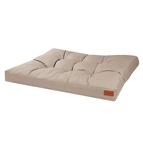 BedDog® Benny Hundebett Komfortables Dickes Kissen, Hunde Katzen, Oxford-Stoff Hunde-Sofa Hunde-Matte Moderne Hunde-Matratze, beige XXL 111x89x10cm von BedDog