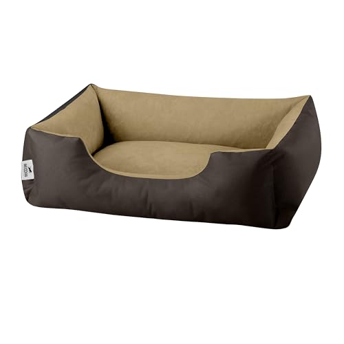 BedDog Hundebett LUPI, Hundekissen mit abziehbaren waschbaren Bezug, Hundekorb, Hundesofa, für kleine Hunde, S, braun-beige von BedDog