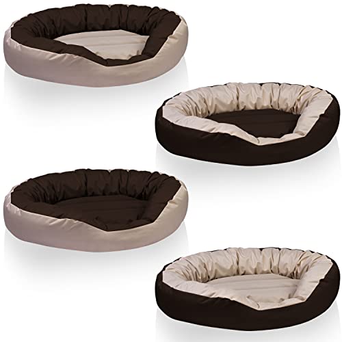 BedDog® Hundebett Sunny 4in1, großes Hundekörbchen aus Cordura, waschbares Hundebett mit Rand, Hundekissen oval-rund, für drinnen und draußen, XXXL, Melange, beige-braun von BedDog