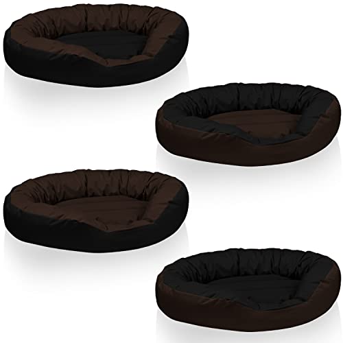 BedDog® Hundebett Sunny 4in1, großes Hundekörbchen aus Cordura, waschbares Hundebett mit Rand, Hundekissen oval-rund, für drinnen und draußen, XXXL, Mocca, schwarz-braun von BedDog