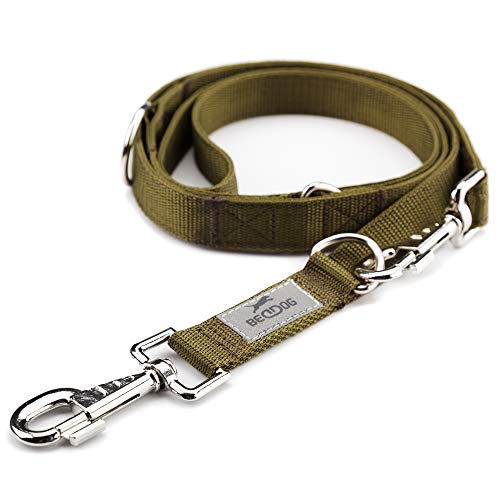 BedDog® Hundeleine Spike, verstellbar in 3 Längen, Doppel-Leine, Führ-Leine, Lauf-Leine, mittel-große und große Hunde, Gesamtlänge 2m - Khaki von BedDog