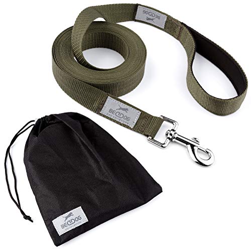 BedDog® Tyson Trainingsleine mit Aufbewahrungsbeutel, Lange Leine mit Handschlaufe, langlebige Schlepp-Leine, Hundeleine, Schwimmleine, robust 10m - Khaki von BedDog