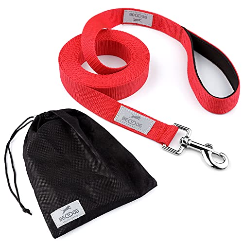 BedDog® Tyson Trainingsleine mit Aufbewahrungsbeutel, Lange Leine mit Handschlaufe, langlebige Schlepp-Leine, Hundeleine, Schwimmleine, robust 10m - rot von BedDog