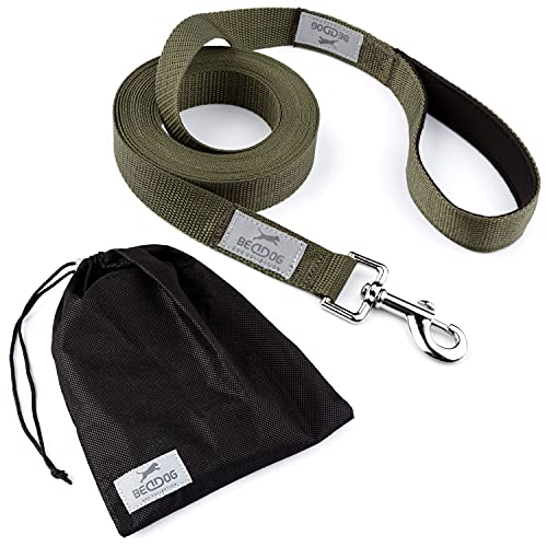 BedDog® Tyson Trainingsleine mit Aufbewahrungsbeutel, Lange Leine mit Handschlaufe, langlebige Schlepp-Leine, Hundeleine, Schwimmleine, robust 15m - Khaki von BedDog