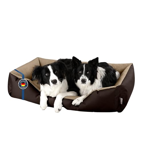 BedDog Hundebett LUPI, Hundekissen mit Abziehbaren Waschbaren Bezug, Hundekorb, Hundesofa, für Große Hunde, XXL, braun-beige von BedDog