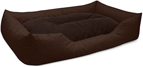 BedDog Hundebett Mimi, Hundesofa aus Cordura, Microfaser-Velours, waschbares Hundebett Vier-eckig mit Rand, Hundekissen für drinnen, draußen, XXXL, braun von BedDog