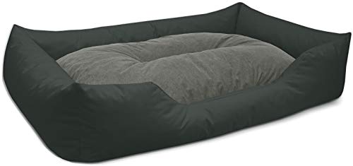 BedDog Hundebett Mimi, Hundesofa aus Cordura, Microfaser-Velours, waschbares Hundebett Vier-eckig mit Rand, Hundekissen für drinnen, draußen, XXXL, grau von BedDog