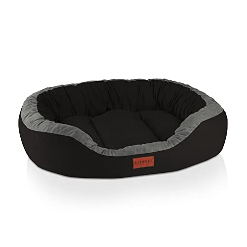 BedDog PRINS Premium Hundebett, aus strapazierfähigem Alicante-Gewebe, Hundesofa mit Seiten, ovales Kissen für Ihr Haustier, Hundecouch - L - The-Rock von BedDog