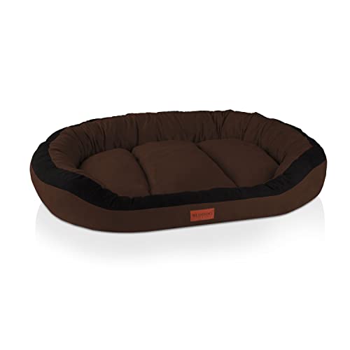 BedDog PRINS Premium Hundebett, aus strapazierfähigem Alicante-Gewebe, Hundesofa mit Seiten, ovales Kissen für Ihr Haustier, Hundecouch - XXL - Mocca von BedDog