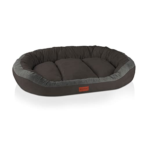 BedDog PRINS Premium Hundebett, aus strapazierfähigem Alicante-Gewebe, Hundesofa mit Seiten, ovales Kissen für Ihr Haustier, Hundecouch - XXL - Rock-Flow von BedDog