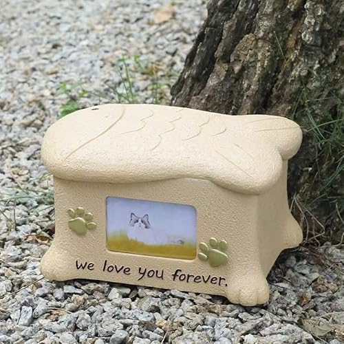 Beddingleer Keramik Särge Dog Memorial Urn mit Pfote Print Kit Haustier Einäscherung Urn für Hunde und Katzen Haustier Souvenir Kleintier Urn (Katze Urne für Asche) von Beddingleer