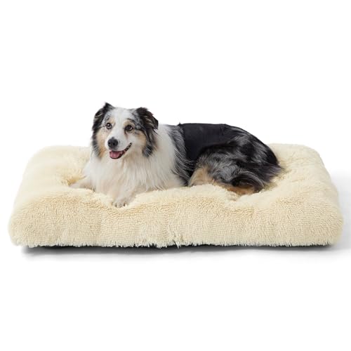 BEDSURE Flauschiges Hundebett Grosse Hunde - 104x74x8 cm Hundebett waschbar für große Hunde, rutschfeste Unterseite, plüsch Hundekissen Grosse Hunde, Beige von BEDSURE