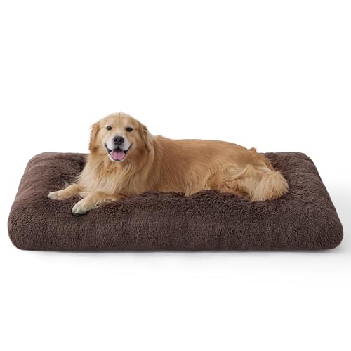 BEDSURE Flauschiges Hundebett Grosse Hunde - 121x76x8 cm Hundebett waschbar für große Hunde, rutschfeste Unterseite, plüsch Hundekissen Grosse Hunde, Braun von BEDSURE