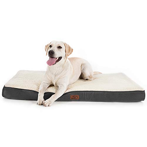 BEDSURE orthopädisches Hundebett Grosse Hunde - 112x81x7.6cm Hundekissen flauschig Hundematte waschbar Hundematratze in grau für große Hunde von BEDSURE