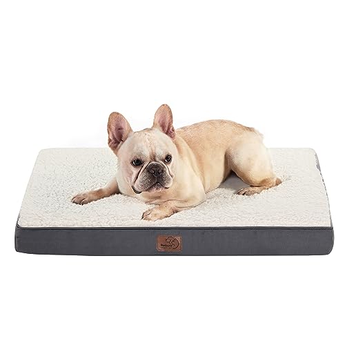 BEDSURE orthopädisches Hundebett kleine Hunde - 76x51x7.6cm Hundekissen flauschig Hundematte waschbar Hundematratze in grau für kleine Hunde von BEDSURE