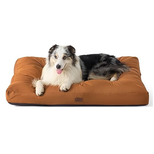 BEDSURE Hundekissen Grosse Hunde waschbar - 111x89cm Hundebett wasserdicht XXL für große, mittelgroße Hunde gepolstert Hundematte Tonbraun in 10cm Höhe von BEDSURE