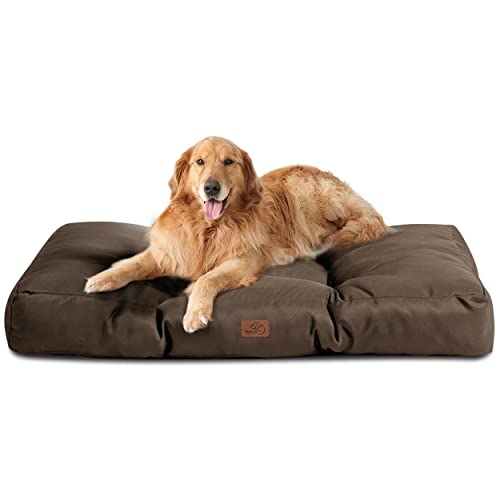 BEDSURE Hundekissen Grosse Hunde waschbar - 111x89cm hundematratze wasserdicht XXL für große, mittelgroße Hunde Outdoor gepolstert Hundematte braun in 10cm Höhe von BEDSURE