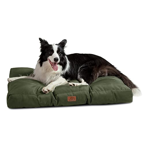 BEDSURE Hundekissen Grosse Hunde waschbar - 91x68cm hundematratze wasserdicht L für große, mittelgroße Hunde Outdoor gepolstert Hundematte grün in 10cm Höhe von BEDSURE