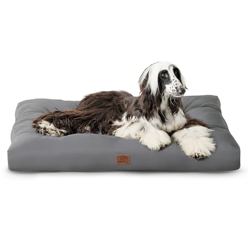 BEDSURE Hundekissen Grosse Hunde waschbar - 120x90cm hundematratze wasserdicht XXL für große, mittelgroße Hunde Outdoor gepolstert Hundematte grau in 10cm Höhe，XL Kühlmatte für Haustiere von BEDSURE