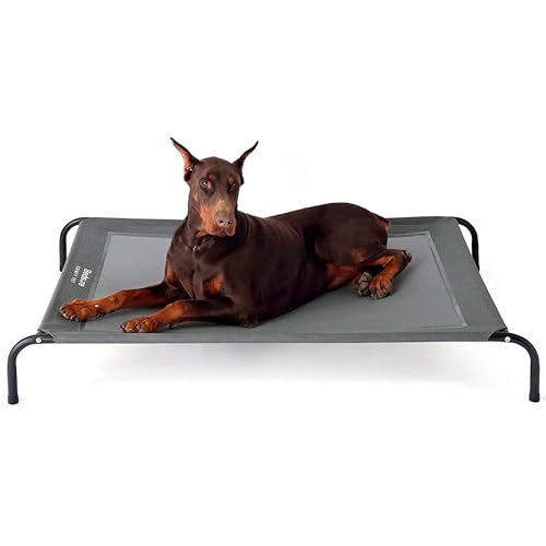 BEDSURE Hundeliege Outdoor Grosse Hunde - Hundeliege grau in und Outdoor Garten, für draußen Camping erhöhtes Hundebett, Größe in L 124x90 cm, höhe in 20 cm von BEDSURE