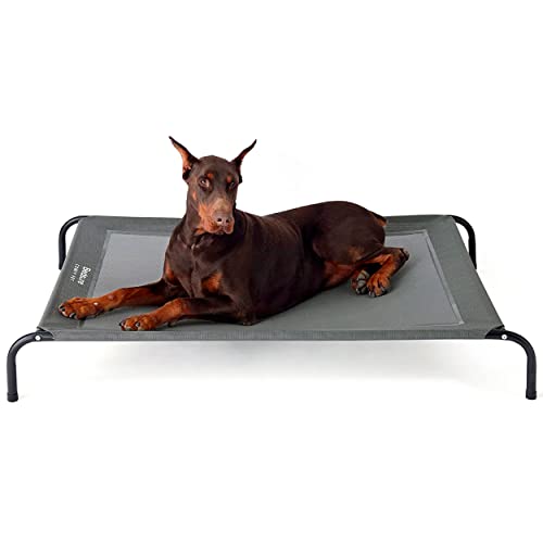 BEDSURE Hundeliege Outdoor Grosse Hunde - Hundeliege grau in und Outdoor Garten, für draußen Camping erhöhtes Hundebett, Größe in L 124x90 cm, höhe in 20 cm von BEDSURE