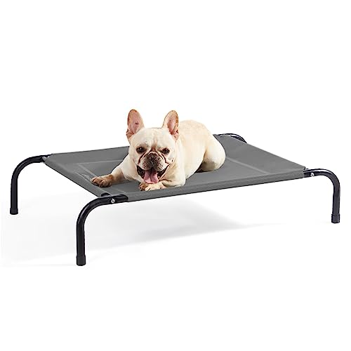 BEDSURE Hundeliege Outdoor kleine Hunde - Hundeliege grau in und Outdoor Garten, für draußen Camping erhöhtes Hundebett, Größe in S 87x63 cm, höhe in 20 cm von BEDSURE