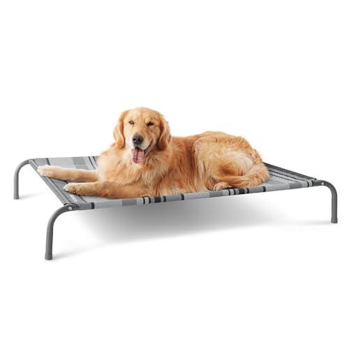 BEDSURE Hundeliege Outdoor Grosse Hunde - Hundeliege grau in und Outdoor Garten, für draußen Camping erhöhtes Hundebett, Größe in L 124x80 cm, höhe in 20 cm von BEDSURE