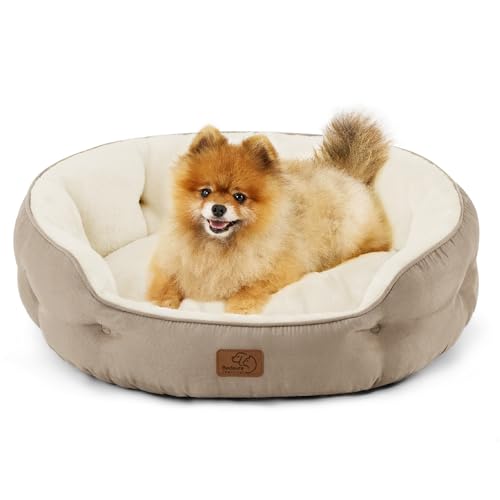 BEDSURE Katzenbett waschbar Katzen Bettchen - 63x53x20cm Katzen Bett mit Zweiseitig Innenkissen Katzenschlafplatz für Katzen oder kleine Hunde, Kamel von BEDSURE