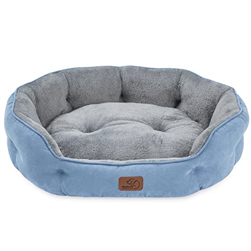 BEDSURE Katzenbett waschbar Katzen Bettchen - 63x53x20cm Katzen Bett mit Zweiseitig Innenkissen Katzenschlafplatz für Katzen oder kleine Hunde, blau von BEDSURE