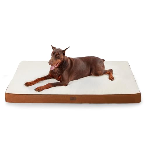 BEDSURE orthopädisches Hundebett Grosse Hunde - 137x111.5x10cm Hundekissen flauschig Hundematte waschbar Hundematratze für große Hunde, tonbraun von BEDSURE