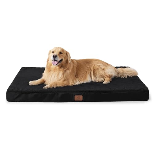 BEDSURE orthopädisches Hundebett Grosse Hunde - 137x111.5x10cm Hundekissen flauschig Hundematte waschbar Hundematratze in schwarz für große Hunde von BEDSURE