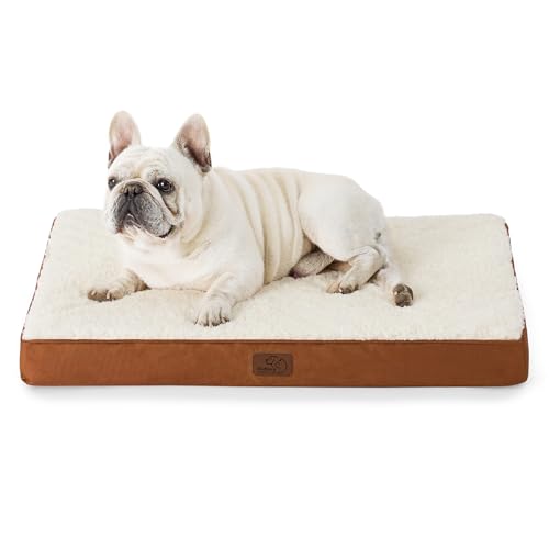 BEDSURE orthopädisches Hundebett kleine Hunde - 76x51x7.6cm Hundekissen flauschig Hundematte waschbar Hundematratze für kleine Hunde, tonbraun von BEDSURE