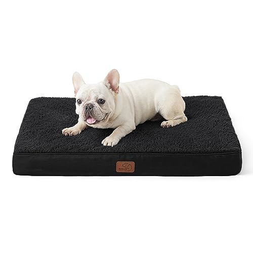 BEDSURE orthopädisches Hundebett kleine Hunde - 76x51x7.6cm Hundekissen flauschig Hundematte waschbar Hundematratze in schwarz für kleine Hunde von BEDSURE