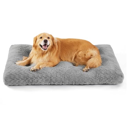 BEDSURE waschbar Hundekissen große Hunde - 121x76x9cm Hundebett XXL für große Hunde, Hundekissen Flauschiges mit Rutschfester Boden und Seitengriff, hellgrau von BEDSURE