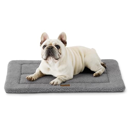 BEDSURE waschbar Hundematte Mittelgroße Hunde - 74x53 cm Hundekissen mittelgroße Hunde mit hochdichter Schaumstofffüllung, Sherpa-Plüsch waschbar Hundematratze, grau von BEDSURE