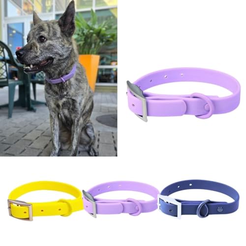 Bee N Buu Wasserdichtes Hundehalsband – Weiches Gummi-Hundehalsband mit robuster Doppelschnalle und D-Ring, vinylbeschichtet, verstellbare Haustierhalsbänder für kleine, mittelgroße und große Rassen von Bee N Buu