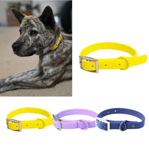 Bee N Buu Wasserdichtes Hundehalsband – Weiches Gummi-Hundehalsband mit robuster Doppelschnalle und D-Ring, vinylbeschichtet, verstellbare Haustierhalsbänder für kleine, mittelgroße und große Rassen von Bee N Buu