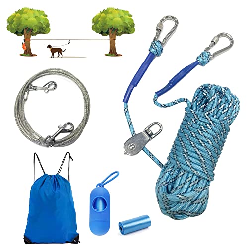 Tie-Out Leinen für Hunde, 100ft Hundeleine mit 9.8ft Schleppleine für Hunde,Kabelleine für Hunde,Externe Hundeleine,Outdoor Hundeleine für Garten, Camping (100ft) von Beejirm