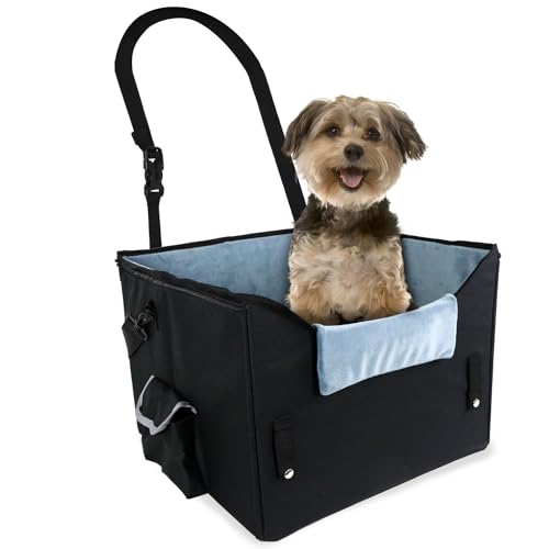 Beelike Hunde-Autositz für kleine Hunde, zusammenklappbarer Hunde-Sitzerhöhung mit Clip-On-Leine, Reise-Haustier-Autositz mit Fleece-Futter für kleine Haustiere bis zu 11,3 kg für Vorder- und von Beelike