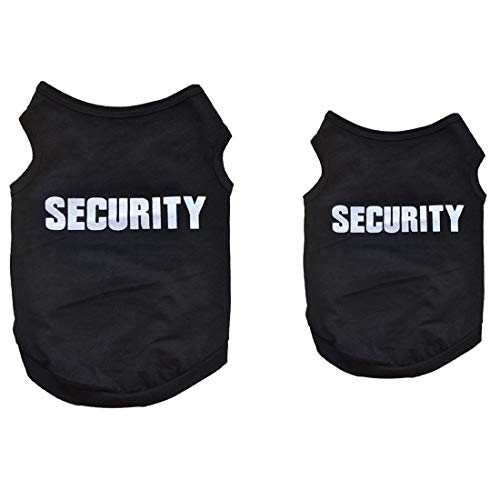 2 x Haustier-Winterkleidung, Welpenweste, T-Shirt, Mantel, Pullover, Bekleidung "Security", Schwarz, Größe XS und S von Beelooom