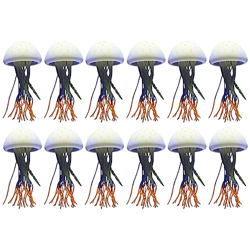 12PCS Meer Mond Leuchtende Simulation Quallen Simulation Quallen Silikon Simulation Quallen Großhandel Silikon Fluoreszierende Leuchtende Schwimmende Fische Aquarium Dekoration von Beelooom