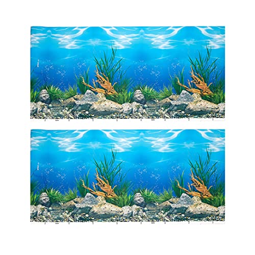 Beelooom 2X Aquarium Hintergrund Papier HD Bild 3D Dreidimensionale Aquarium Tapeten Hintergrund Malerei Doppelseitige Aquarium Dekorative Aquarium Aufkleber (40 x 82 cm) von Beelooom