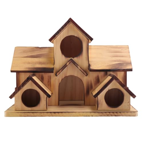 Beelooom Vogelhaus Aus, Hängendes Vogelhaus, Hängendes Vogelhaus Aus für Den Außenbereich, 6 Löcher, Hölzernes Vogelhaus, und Hinterhofdekorationen von Beelooom